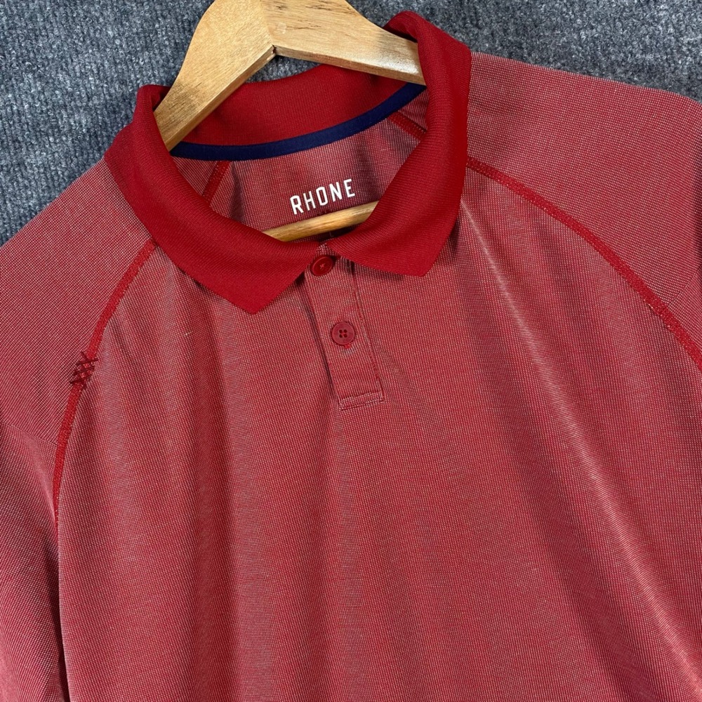 Rhone Polo Shirt Mens Large Red Short Sleeve Tech Polo Performance Gorpcore